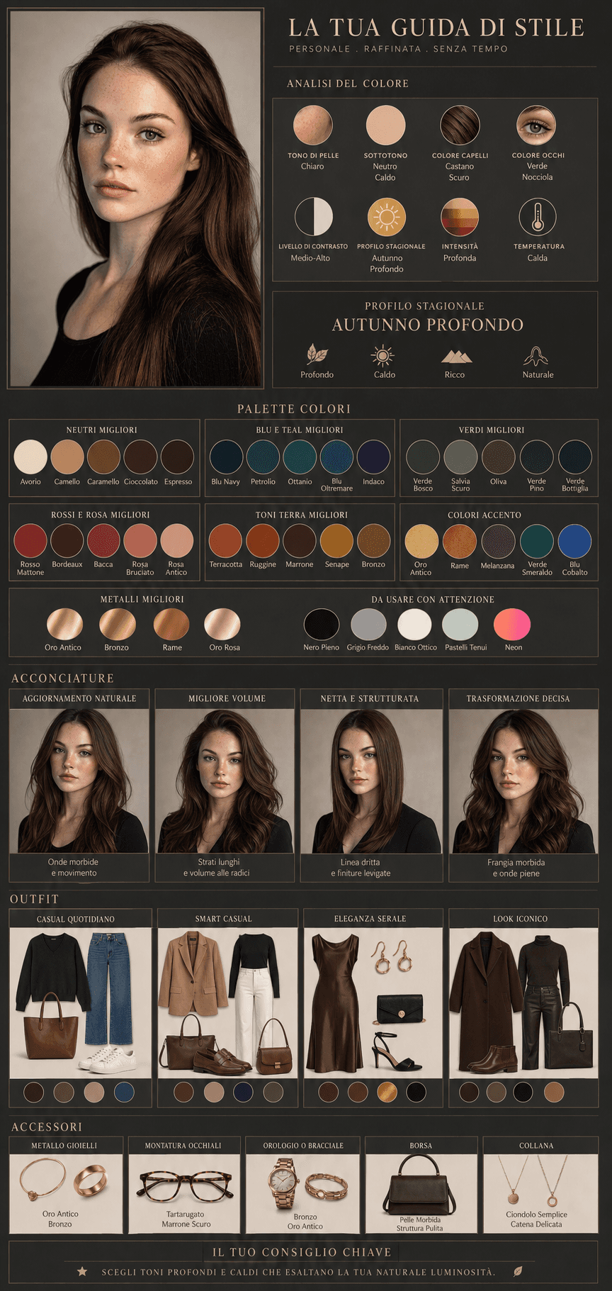 Board di stile femminile: analisi del colore, palette, acconciature e outfit